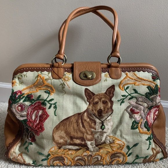 Isabella Fiore welsh corgi & terrier RARE dog purse tote